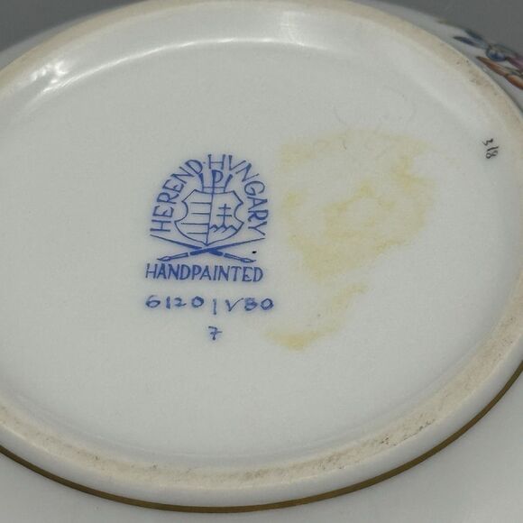 Vtg Herend Queen Victoria Porcelain Rd Box & Lid Trinket Dish with Rose Finial - Picture 8 of 14